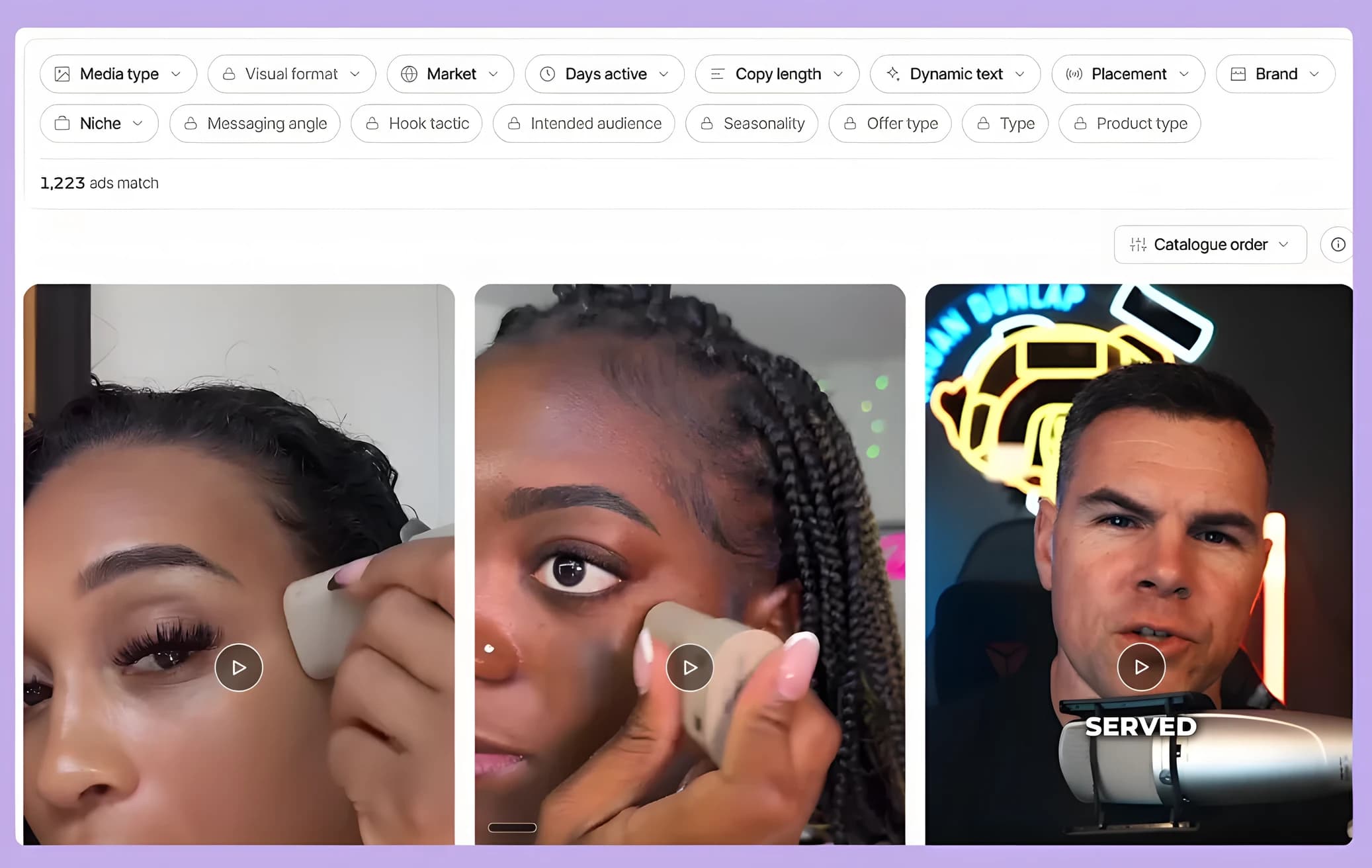 Inspo — la bibliothèque de pubs et ses filtres