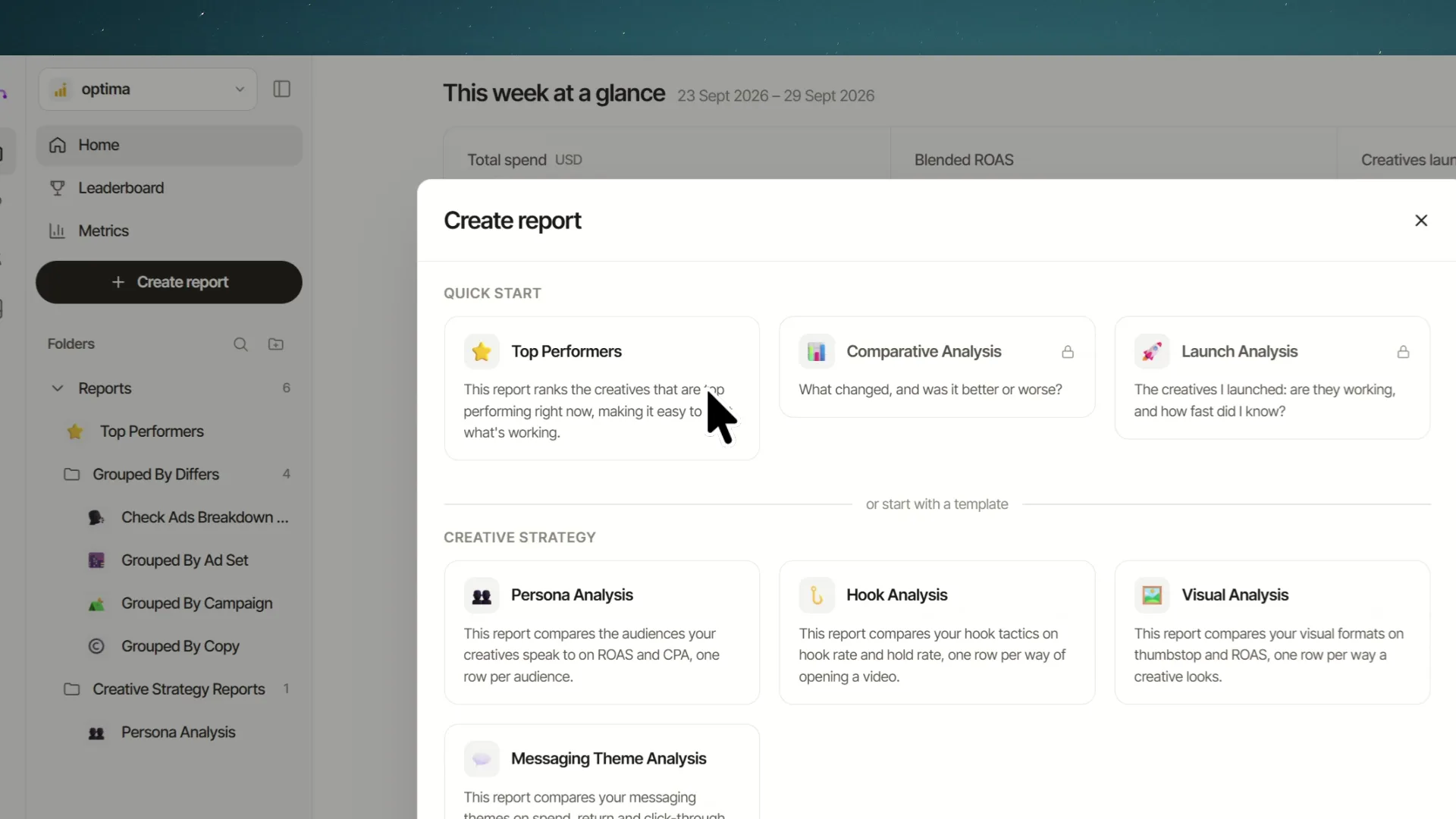 The report template gallery