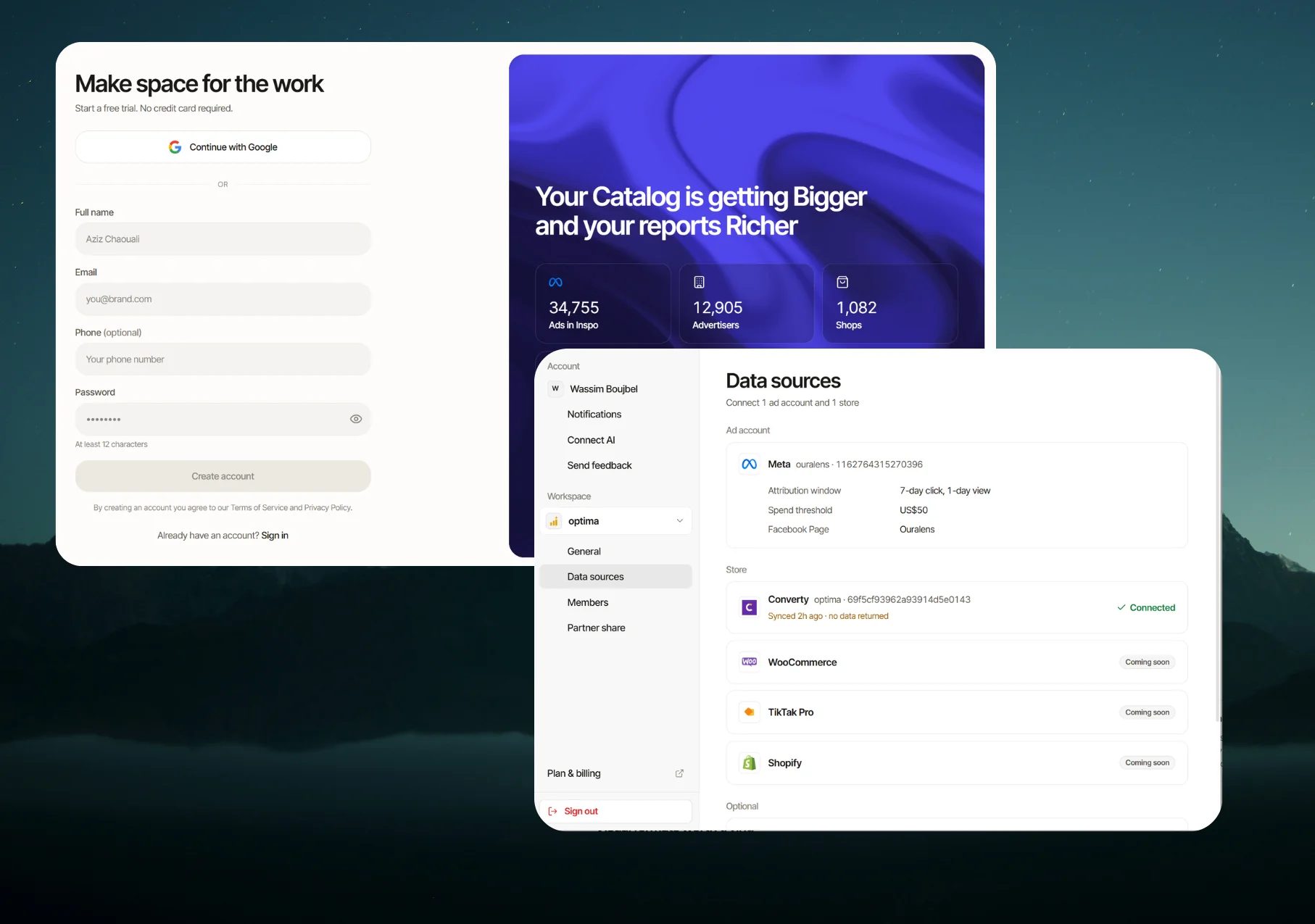 The sign-up page